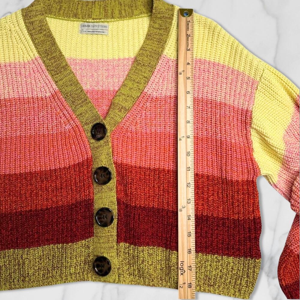 Urban Outfitters Turner Ribbed Cropped Striped Button-Down Retro Cardigan Small - Picture 7 of 8